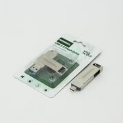  USB-флешка TOPOMAX TP-009 128G 3.0 Type-C+USB, скорость чтения 80-100МБ/с, записи 15-30МБ/с, металл 