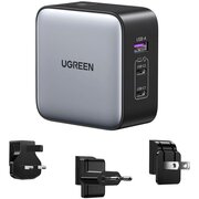  Зарядное устройство UGREEN CD296 (90409) USB-A+2*USB-C GaN 65W Fast Charger with Interchangeable Plugs Space Gray 