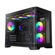  Корпус GameMax Hype-M Black без БП(ATX, USB3.0,Зак.стекло,3*120мм ARGB вент+конт., пыл.фильтр) 