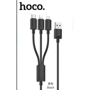  Дата-кабель Hoco X74 3-in-1 charging cable (iP+Micro+Type-C) чёрный 
