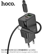  СЗУ HOCO N61 Gentle PD20W+QC3.0 cabel Type-C to Type-C черный 