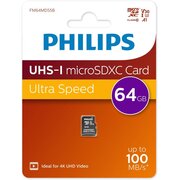  Карта памяти PHILIPS FM64MD55B/97 64GB High Speed microSDHC Class UHS-I U3, V30, A1, 100MB/s 