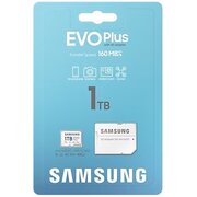  Карта памяти Samsung Evo Plus (MB-MC1T0SA/EU) microSDXC 1TB Class 10, A2, V30, UHS-I (U3), W 90 МБ/с, R 160 МБ/с, адаптер на SD 