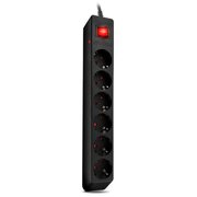  Фильтр SVEN Optima SV-021030 5,0м 6 розеток с защитными шторками, черный, цветная коробка 