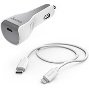  Комплект зарядного устройства HAMA H-183317, USB type-C, 8-pin Lightning (Apple), 3A, белый 