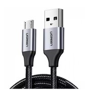  Кабель UGREEN US290 (60403) USB 2.0 A to Micro USB Cable Nickel Plating Alu Braid 3m Gray/Black 