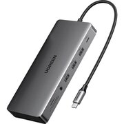  Док-станция UGREEN CM681 (15978) Revodok Pro 13-in-1 4K@60Hz & 2*HDMI & 1*DP with PD Adapter Gray 