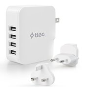  СЗУ TTEC 2SC02BUK Quattro Worldwide Travel Charger 5.1A/25W 4 USB-A Port EU/GB/USA White 