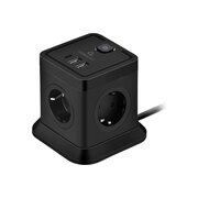  Сетевой фильтр Cablexpert Tower TWR-4-CU2-B-2 черный, 4 розетки 