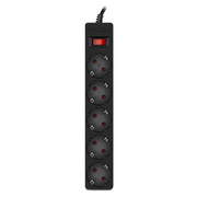  Фильтр SVEN SF-05E 3,0м 5 розеток с защитными шторками черный, цветная коробка 