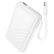  Аккумулятор внешний резервный HOCO J134A Strong с встроеными кабелем Lightning 10000mAh белый 