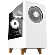  Корпус WIZMAX EM1 Woofer White без БП M-ATX Mini-Tower, TG, 1x160mm + LED, 1xUSB-A 3.0 2.0, mATX, mITX 