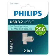  USB-флешка PHILIPS FM25FD145B/97 256Gb OTG, USB 3.2/Type-C, Металл, 100MB/s 