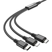  Дата-кабель Hoco X76 3-in-1 Super charging cable (iP+Type-C+Micro) чёрный 