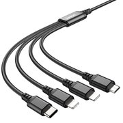  Дата-кабель Hoco X76 4-in-1 Super charging cable (iP+iP+Type-C+Micro) чёрный 