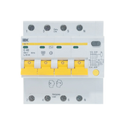  Дифавтомат IEK АД14 (MAD10-4-040-C-030) 40A тип C 4.5kA 30мА AC 4П 400В белый 