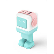  СЗУ UGREEN CD361 (35855) Uno 65W USB-A+2*USB-C Robot GaN Tech Fast Charger EU Pink-Blue 