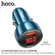  АЗУ HOCO Z50 Leader 48W dual-port PD30W+QC3.0 car charger with digital display sapphire blue 