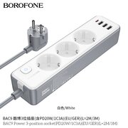  Сетевой фильтр BOROFONE BAC9 Power 3-position socket (PD20W/1C3A) L-3M белый 