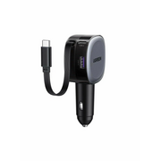  АЗУ UGREEN EC601 (55653) 75W 2*USB-C PD+USB-A Fast Car Charger with Retractable Cable Gray 