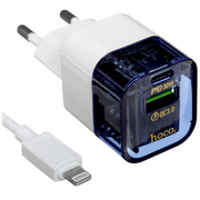  СЗУ HOCO C131A Platinum dual-port PD30W+QC3.0 transparent голубой 