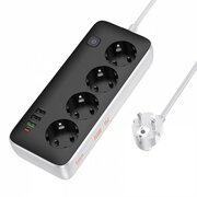  Сетевой фильтр HOCO AC22 Sunlight 4-bit (PD30W/1C3A) L-3M черный 