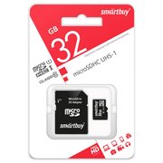 Карта памяти Smartbuy microSDHC 32GB Class10 + adapter (SB32GBSDCL10-01) 