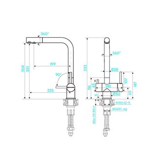  Смеситель для кухни KUCHENSTERN Fokus-F 400SS40 нерж 