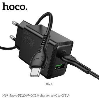  СЗУ HOCO N69 Nuevo PD20W+QC3.0 C to C черный 