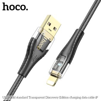  Дата-кабель HOCO U121 Gold standard Transparent Discovery Edition iP черный 