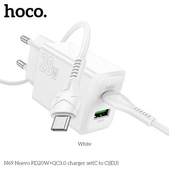  СЗУ HOCO N69 Nuevo PD20W+QC3.0 C to C белый 