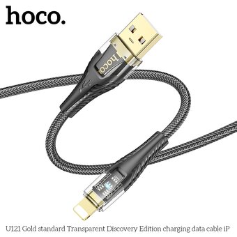  Дата-кабель HOCO U121 Gold standard Transparent Discovery Edition iP черный 