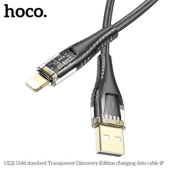  Дата-кабель HOCO U121 Gold standard Transparent Discovery Edition iP черный 