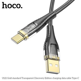  Дата-кабель HOCO U121 Gold standard Transparent Discovery Edition Type-C черный 