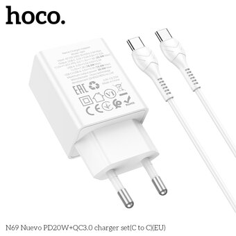  СЗУ HOCO N69 Nuevo PD20W+QC3.0 C to C белый 