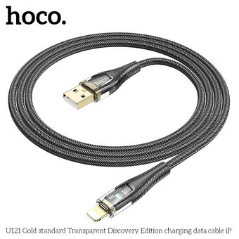  Дата-кабель HOCO U121 Gold standard Transparent Discovery Edition iP черный 