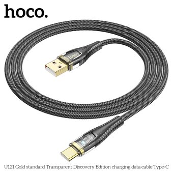  Дата-кабель HOCO U121 Gold standard Transparent Discovery Edition Type-C черный 