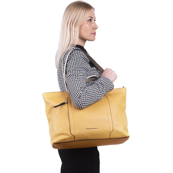  Сумка деловая Piquadro Circle BD3336W92/GBE женская, кожа, шафрановый/бежевый 