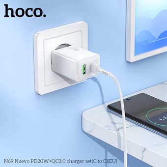  СЗУ HOCO N69 Nuevo PD20W+QC3.0 C to C белый 