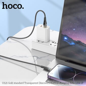  Дата-кабель HOCO U121 Gold standard Transparent Discovery Edition iP черный 