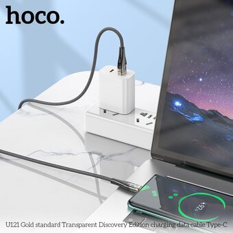  Дата-кабель HOCO U121 Gold standard Transparent Discovery Edition Type-C черный 