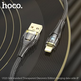  Дата-кабель HOCO U121 Gold standard Transparent Discovery Edition iP черный 