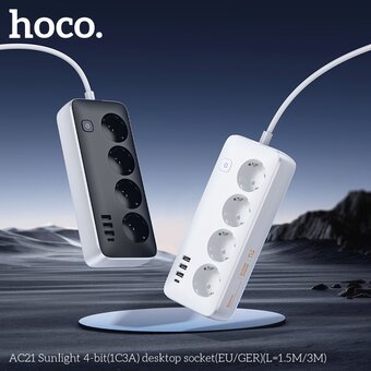  Сетевой фильтр HOCO AC21 Sunlight 4-bit (1C3A) L-3M черный 