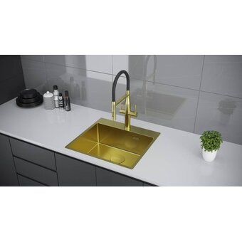  Кухонная мойка KUCHENSTERN Werk 60 (507GL50) нерж, золото 
