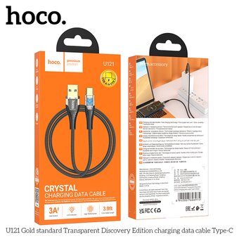  Дата-кабель HOCO U121 Gold standard Transparent Discovery Edition Type-C черный 