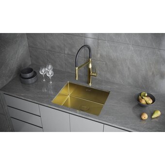  Кухонная мойка KUCHENSTERN Kraft 60 (502GL50) нерж, золото 