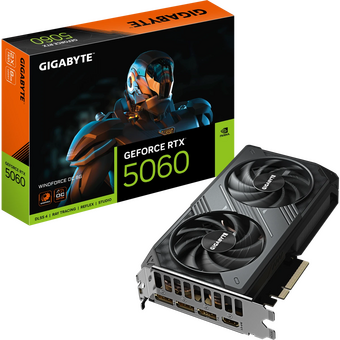  Видеокарта Gigabyte RTX5060 Windforce OC 8GB (GV-N5060WF2OC-8GD) GDDR7 128bit 3xDP HDMI 2Fan RTL 