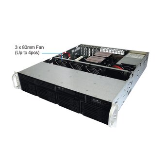  Корпус Ablecom CS-R25-42P 2U chassis, ATX, Micro-ATX, Mini-ITX MBs, 8-port 12 Gbps SAS/ SATA to BP, 8 x 3.5'' hsb + 2 3.5" internal, 7 LP/ H 