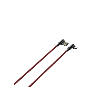  Кабель LDNIO LS421/ USB  Micro/ 1m/ 2.4A/ медь: 86 жил/ Угловой коннектор/ Нейлоновая оплетка/ Красный 