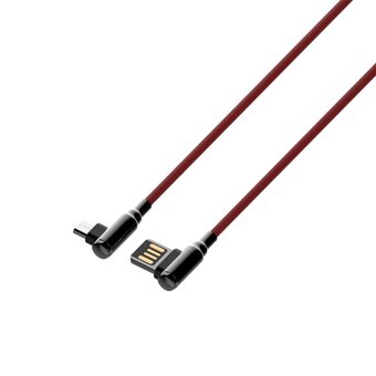  Кабель LDNIO LS421/ USB  Micro/ 1m/ 2.4A/ медь: 86 жил/ Угловой коннектор/ Нейлоновая оплетка/ Красный 